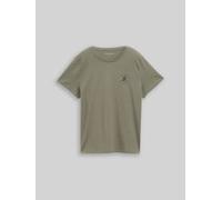 TOM TAILOR Damen T-Shirt mit Blumen-Stickerei, grün, Uni, Gr. S