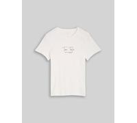 TOM TAILOR Damen T-Shirt mit Logo-Print, weiß, Uni, Gr. M