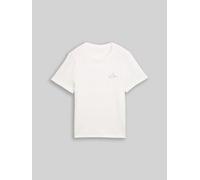 Kurzarmshirt TOM TAILOR, Damen, Gr. 3XL, weiß (whisper weiß), Single Jersey, Obermaterial: 100% Baumwolle, bedruckt, regular fit hüftbedeckend, Rundhals, abgesteppte Kante, Shirts, Sommershirt mit kle