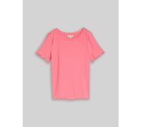 Tom Tailor - T-Shirt mit Rippstruktur soft fuchsia pink - Gr. - XL