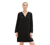 TOM TAILOR Damen Tencel Kleid mit V-Ausschnitt, deep black, 36