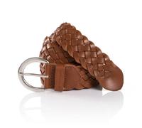 Flechtgürtel TOM TAILOR "TTLISA", Damen, Gr. 105, braun (cognac, hellbraun), Rindsleder, unifarben, Gürtel Flechtgürtel, 4 cm breiter Damengürtel, Flechtledergürtel, modisches Must-Have, Topseller (15
