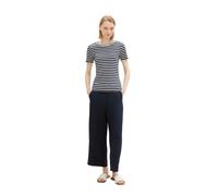 TOM TAILOR Denim Damen 1044815 Basic T-Shirt im Doppelpack, 36998-Dark Blue White Stripe, XS