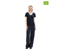 TOM TAILOR Denim Damen Basic T-Shirt im Doppelpack,10668 - Sky Captain Blue, XS