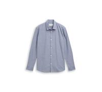 Langarmhemd TOM TAILOR DENIM, Herren, Gr. S, N-Gr, night blau weiß chambray, Single Jersey, Obermaterial: 100% Baumwolle, unifarben, regular fit normal, ohne Ausschnitt, 2-Knopf-Manschette krempelbar,