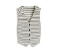 Kurzweste TOM TAILOR DENIM, Damen, Gr. M, weiß schwarz knit stripe, Web, Obermaterial: 60% Baumwolle, 40% Polyester, gestreift, regular fit normal, V-Ausschnitt, Westen, mit Streifen-Muster und V-Auss