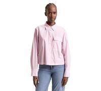 Langarmbluse TOM TAILOR DENIM, Damen, Gr. M, soft mauve weiß stripe, Web, Obermaterial: 100% Baumwolle, gestreift, lässig geschnitten hüftlang, Rundhals, 1-Knopf-Manschette, Blusen, gestreift, kurze F