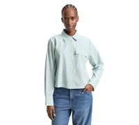 Langarmbluse TOM TAILOR DENIM, Damen, Gr. S, soft grün weiß stripe, Web, Obermaterial: 100% Baumwolle, gestreift, lässig geschnitten hüftlang, Rundhals, 1-Knopf-Manschette, Blusen Langarmbluse, gestre