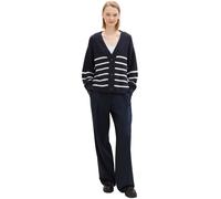 TOM TAILOR Denim Damen 1043311 Basic Strickjacke mit Knöpfen, 36394-Placed Navy White Stripe, XX-Large