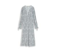 Tom Tailor Denim Wickelkleid Crinkle-Jersey Midi mit Muster V-Ausschnitt Hellgrau M