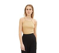 TOM TAILOR Denim Damen 1035368 Tanktop mit Rippstruktur, 31041-Brown Rice, L