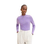 TOM TAILOR Denim Damen 1035379 Langarmshirt mit Reißverschluss, 31305-Digital Purple, XS
