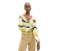 TOM TAILOR Denim Damen 1035439 Cropped Bluse mit Raffdetail, 31112-New Batik Print, S