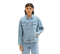 TOM TAILOR Denim Damen 1036494 Oversized Jeansjacke mit Destroyed-Details, 10122-Destroyed Light Stone Blue Denim, S