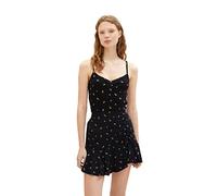 TOM TAILOR Denim Damen 1036615 Top mit Raffung & Rippstruktur, 31950-Small Black Flower Print, XL