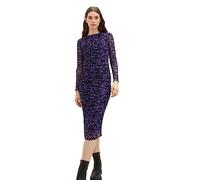 TOM TAILOR Denim Damen 1038148 Mesh-Kleid mit Muster & Raffung, 32417-lilac Black Flower Print, XL