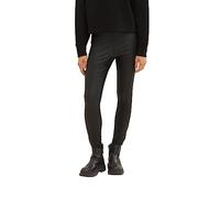 TOM TAILOR Denim Damen 1038224 Coated Leggings mit Ziernaht, 14482-deep Black, L