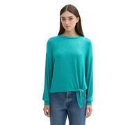 TOM TAILOR Denim Damen 1043069 Basic Langarmshirt mit Knotendetail, 36169-jade Green Melange, M