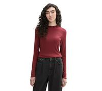 TOM TAILOR Denim Damen 1043075 Basic Longsleeve mit RIPP, 35736-Deep Wine Red, L
