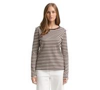 TOM TAILOR Denim Damen 1043085 Longsleeve T-Shirt, 38567-Brown White Stripe, S