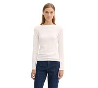 TOM TAILOR Denim Damen 1043089 Longsleeve mit Crinkle-Struktur, 10332-Off White, M