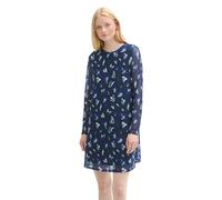 TOM TAILOR Denim Damen 1043158 Mesh Mini-Kleid mit Muster, 35918-Abstract Navy Floral Print, M