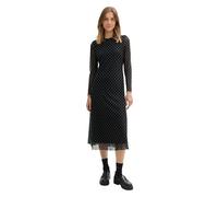 TOM TAILOR Denim Damen 1043162 Mesh Midi-Kleid mit Muster, 35953-Black Beige Dot Print, S
