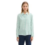 TOM TAILOR Denim Damen 1043163 Hemd-Bluse mit Streifen, 35948-white Green Stripe, XXL