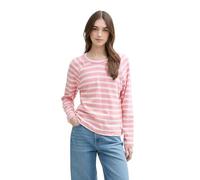 TOM TAILOR Denim Damen 1045422 Longsleeve T-Shirt, 37165-White Pink Stripe, M