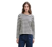 TOM TAILOR Denim Damen 1045422 Longsleeve T-Shirt, 37174-White Navy Stripe, L