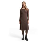 TOM TAILOR Denim Damen 1047624 Mesh Midi-Kleid mit Muster, 38420-Brown Black Dotted Print, S