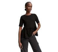 TOM TAILOR Denim Damen 1047861 Jacquard T-Shirt mit Peplum, 14482-Deep Black, XL