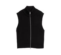 Strickjacke TOM TAILOR DENIM, Damen, Gr. S (36), schwarz (deep schwarz), Strick, Obermaterial: 50% Baumwolle, 50% Polyacryl, unifarben, casual, körpernah hüftlang, Rundhals, ohne Ärmel, Strickjacken,