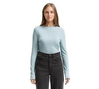 TOM TAILOR Denim Damen 1048344 RIPP Langarmshirt Mit Stehkragen, 13733 - Silver Cloud Blue, S EU