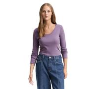 TOM TAILOR Denim Damen 1048986 Slim Fit Langarmshirt Mit Rippstruktur, 11659 - Lavender Herb, L EU