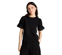 Tom Tailor Denim Rundhalsshirt Damen 100% Baumwolle Puffärmel Rundhals deep schwarz Gr. L