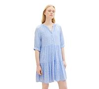 TOM TAILOR Denim Damen Babydoll Kleid mit Volant 32107 - Light Blue Flower Print XL