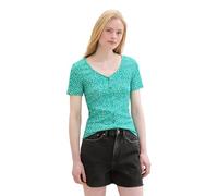 TOM TAILOR Denim Damen Basic Blusenshirt mit Muster, Green minimal Print, L
