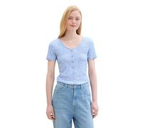 TOM TAILOR Denim Damen Basic Blusenshirt mit Muster, mid Blue minimal Print, M