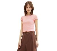 Tom Tailor Denim Damen Basic Cropped Top mit Ripp, 21171 - Crystal Pink, L