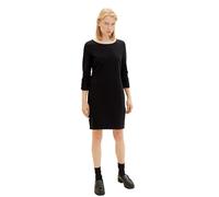 Tom Tailor Denim Damen Basic Kleid mit Raffarm, 29999 - Black, L