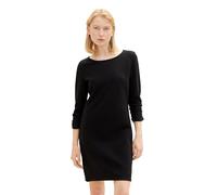 Tom Tailor Denim Damen Basic Kleid mit Raffarm, 29999 - Black, XL
