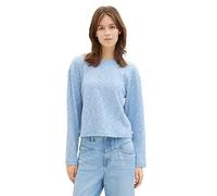Tom Tailor Denim Damen Basic Langarmshirt mit Struktur, 34958 - Blue White Melange, XL