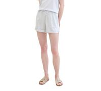 TOM TAILOR Denim Damen Basic Leinen-Shorts, Light Blue White small Stripe, L
