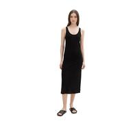 TOM TAILOR Denim Damen Basic Midi-Kleid mit Waffel-Struktur, deep black, M