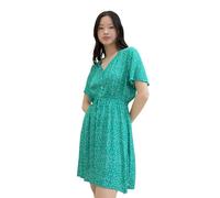 TOM TAILOR Denim Damen Basic Mini-Kleid mit Allover Muster, mid blue minimal print, XS