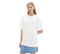 TOM TAILOR Denim Damen Basic Oversized Boyfriend T-Shirt, White, M