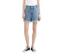 TOM TAILOR Denim Damen Basic Paperbag Denim Shorts, Clean Mid Stone Blue Denim, XS