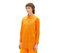 TOM TAILOR Denim Damen Basic Poplin Hemdbluse, bright mango orange, M