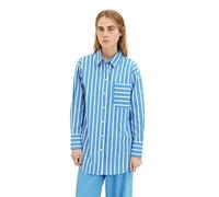 TOM TAILOR Denim Damen Basic Poplin Hemdbluse, vertical blue white stripe, M